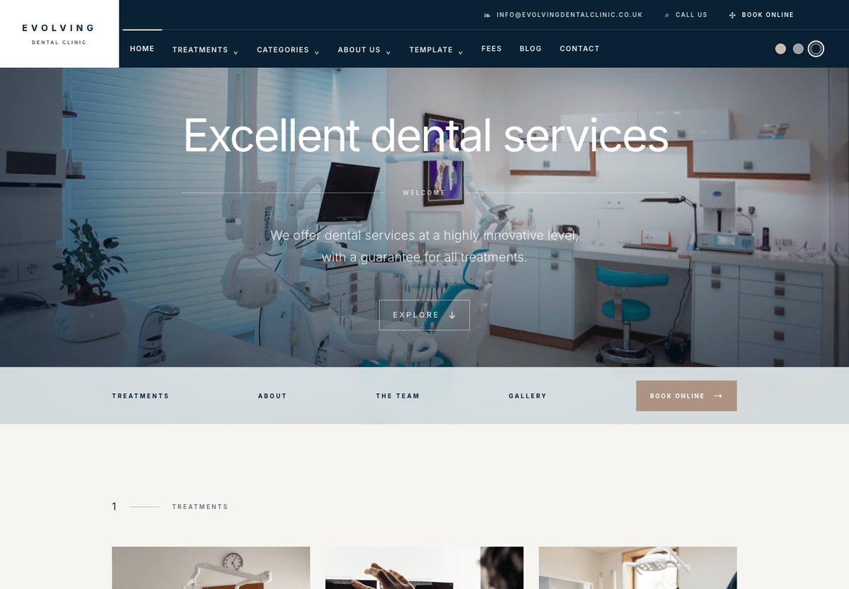 Evolving Dental Clinic website template screenshot